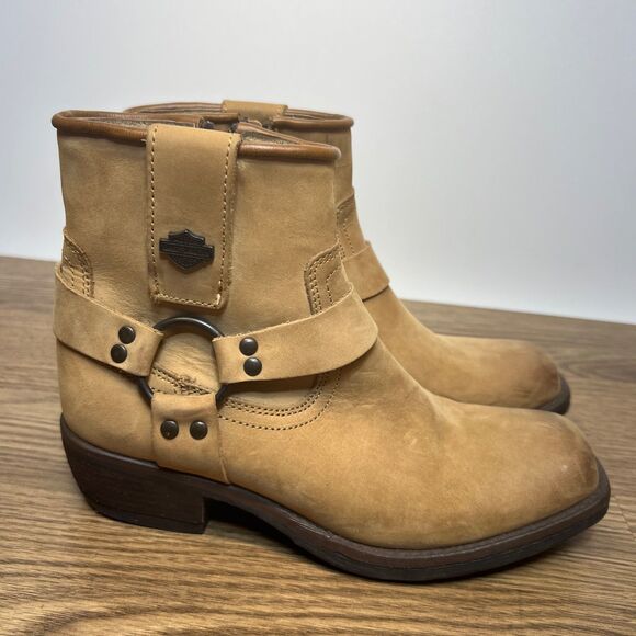 Harley-Davidson Shoes - Harley Davidson Abbington Tan D84493 Women's 6 M Harness Ankle Boots